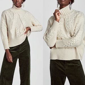 Zara Cable Knit funnel neck Sweater